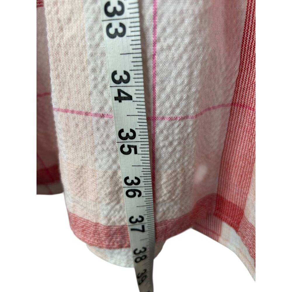 Loft Gauzy Picnic Dress XL Red White Plaid Flutter Sleeves Ruffle Hem No Belt - Picture 10 of 11